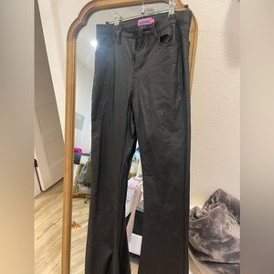 Leather bell bottom pants!